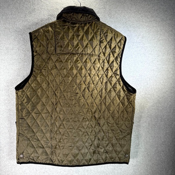 John Partridge Rag Gilet Quilted Vest Men's XL Olive Black Corduroy Button Front - Picture 6 of 10